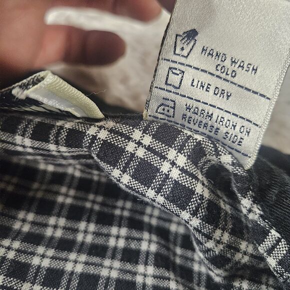 Vintage Women S Christmas Button Up Black White Plaid Reindeer Santa Embroidered - Picture 8 of 13